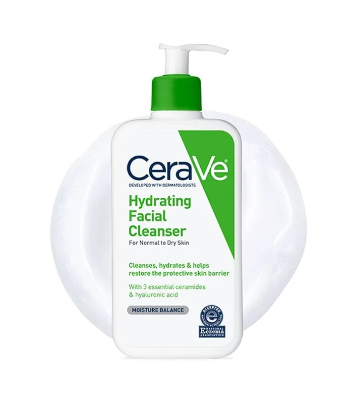 Product photo of CeraVe Hydrating Facial Cleanser, showing the packaging